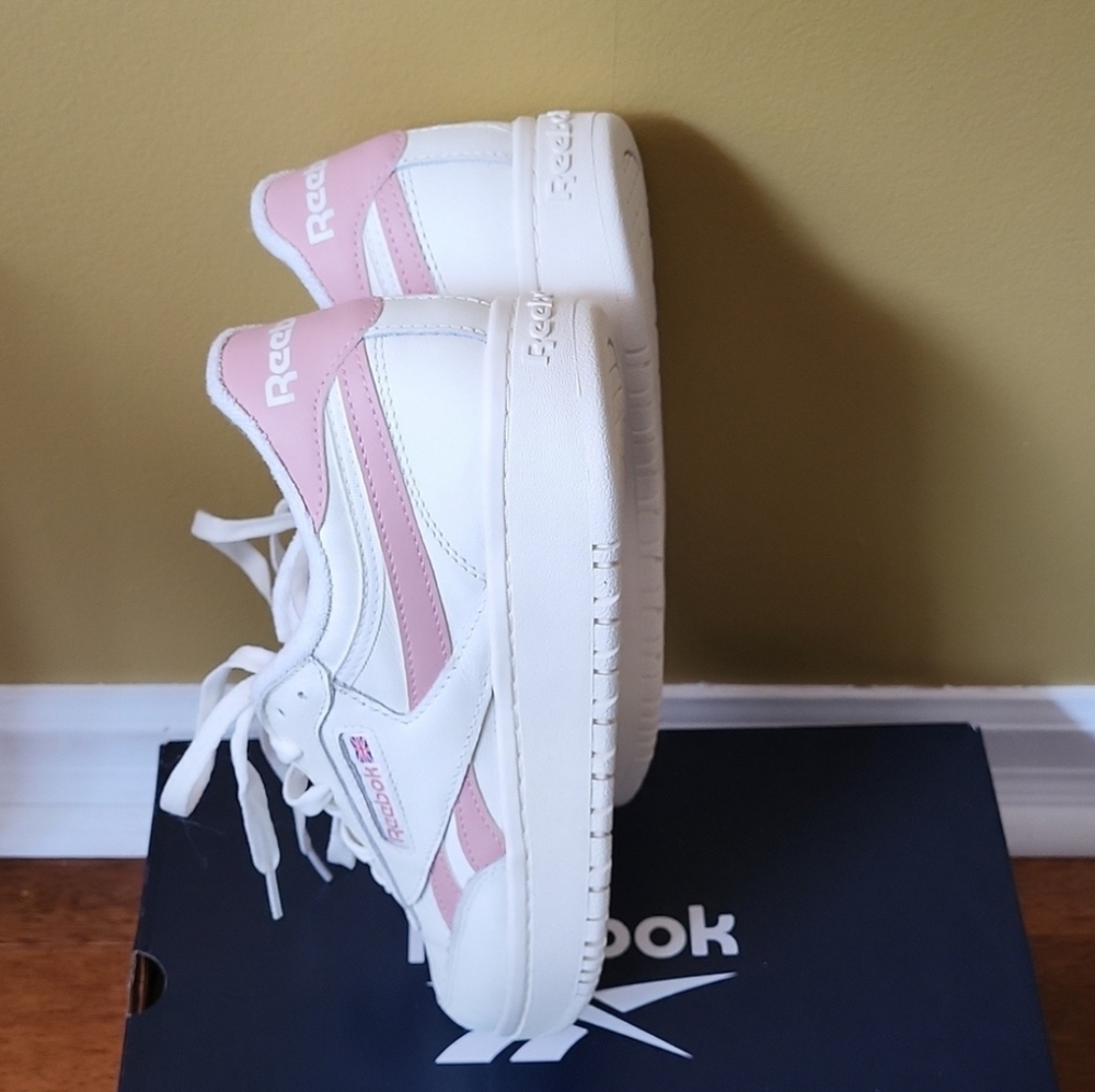 Reebok Club C Double Revenge Classic White and Pink Sneakers - Picture 10 of 14